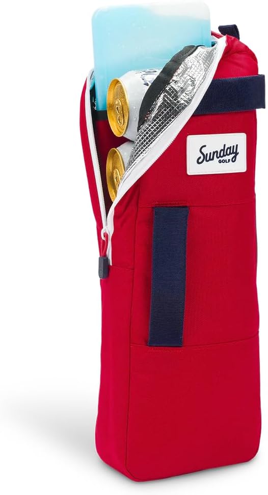 Golf Cooler Bag, Capacity for 7 Cans, Discrete, Water Resistant Zippers, Sleeves for Ice Packs, with 3 Grab Handles by Sunday Golf