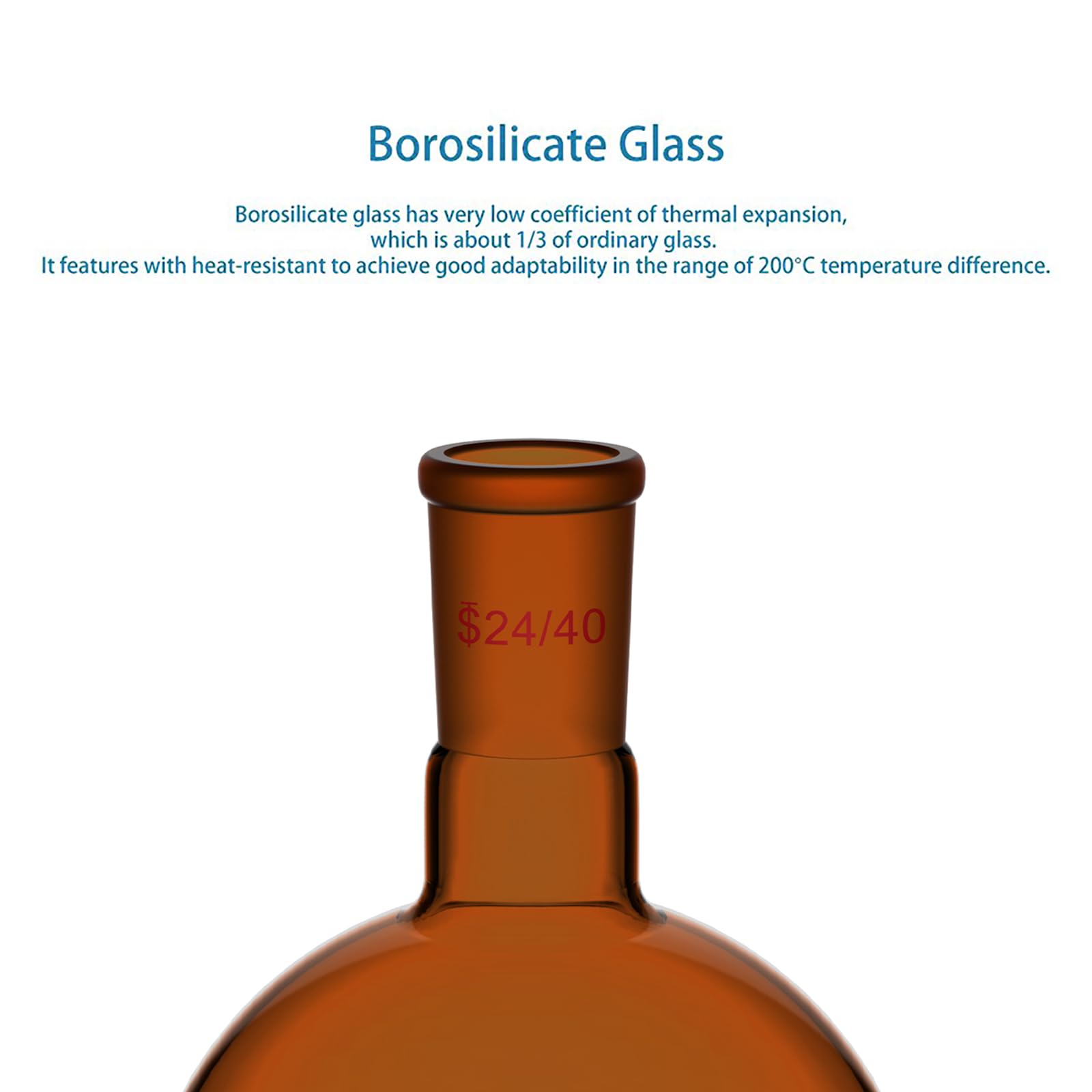 stonylab Ballon à Fond Rond Marron avec Col Unique, Joint Conique Standard 24/40, Verre Borosilicaté de Qualité Laboratoire, Résistant à la Chaleur et aux Produits Chimiques, 500 ml
