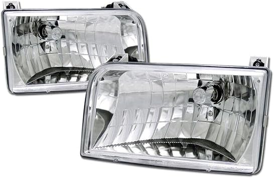 Topline Fits Chrome Housing Headlights Factory-Headlight Style Clear-Lens -Lighting Technology FO2502118 F2TZ13008A TF11FFFFBCHHK19921996 125-11069