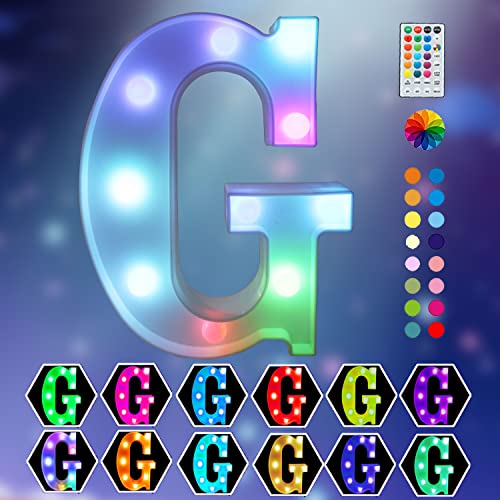 Leuchtende bunte LED-Festzelt-Buchstabenlichter, 18 Farben wechselnde Buchstaben, Zeichen mit Fernbedienung, Timer für Nachtlicht, Hochzeit, Geburtstag, Party, Lampe, Weihnachten, Dekoration, bunt G Cover