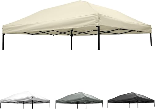 10x10 Canopy Replacement top,10x10ft Pop Up Canopy Top Cover,Silver Coated Durable Replacement Canopy top for Straight Leg Canopy Frame,Beige1 PCS Top Cover Only