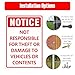 Notice Not Responsible For Theft Or Damage To Vehicles Or Contents Signs,2 Pack 14 x 10 Inches Park at Your Own Risk Security Alert Sign, Reflective Rustproof Aluminum For Indoor Or Outdoor.