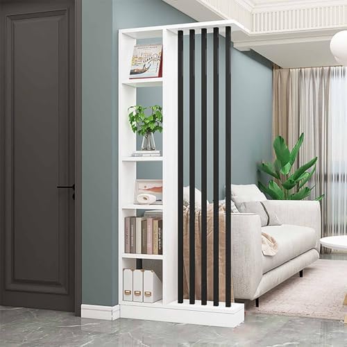 Modern Freestanding Room Divider with Shelves - Stylish Wood Privacy Screen for Living Room, Entrance Hall & Floor to Ceiling Space Separator