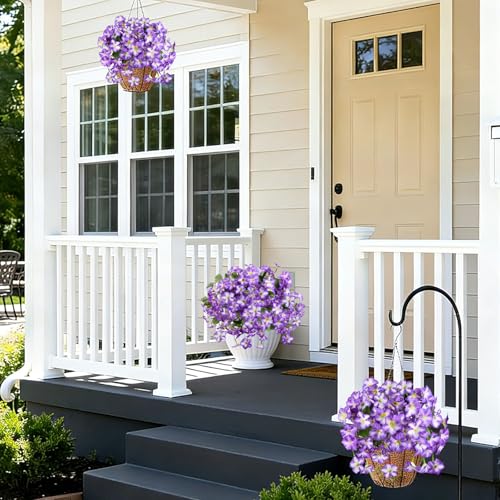 Image of Artificial Petunias 3 Packs UV Resistant, Purple White
