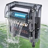 264GPH UV Large Hang on Back Aquarium Filter for 20-65 Gallon Algae Control | 4-Stage Canister Filtration, Adjustable Flow and Surface Skimm