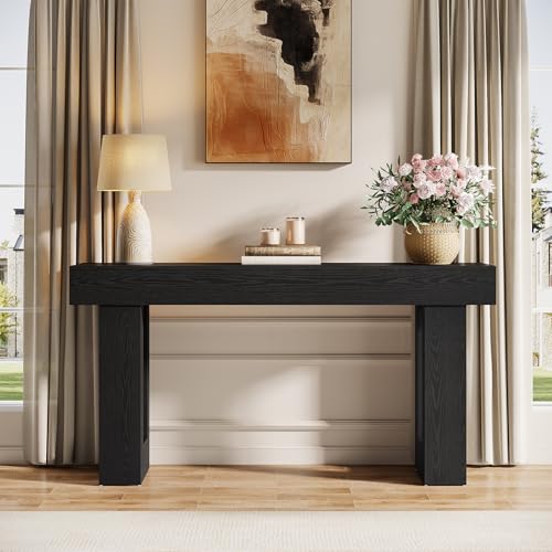 Tribesigns 63-Inch Long Console Table, Wooden Rectangular Sofa Table Behind The Couch, Farmhouse Entryway Table for Entrance, Hallway, Living Room (Black)