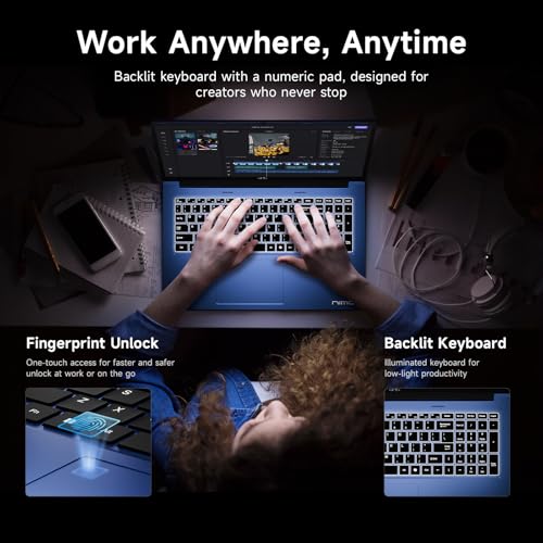 Image of NIMO 17.3 inch AI Laptop Copilot+, AMD Ryzen AI 9 HX 370, 12-Core, 50 Tops NPU, 16GB DDR5, 1TB SSD, Radeon 890M for Gaming, 100W Charging, WiFi 6E, Fingerprint, 180 View, Dual USB4 Ports, Windows 11