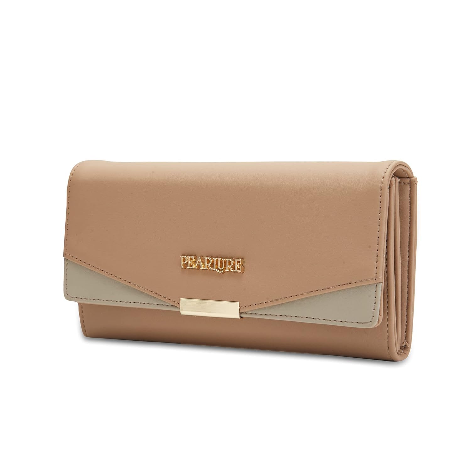 pearlure Charlize Hand Wallet for Women, Clutch Purse Italian Vegan Leather with 6 Card Slots for College, Office (19.05 x 3.17 x 10.16 cm) - Beige & Mint Green-picture-17