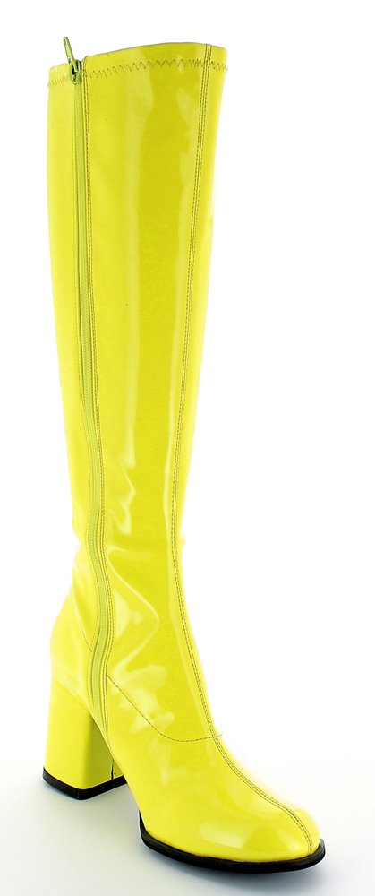 Das Kostümland Gogo Damen Retro Lackstiefel - Tolle Schuhe zur 70er 80er Jahre Disco Hippie Mottoparty - SCHMALER SCHAFT