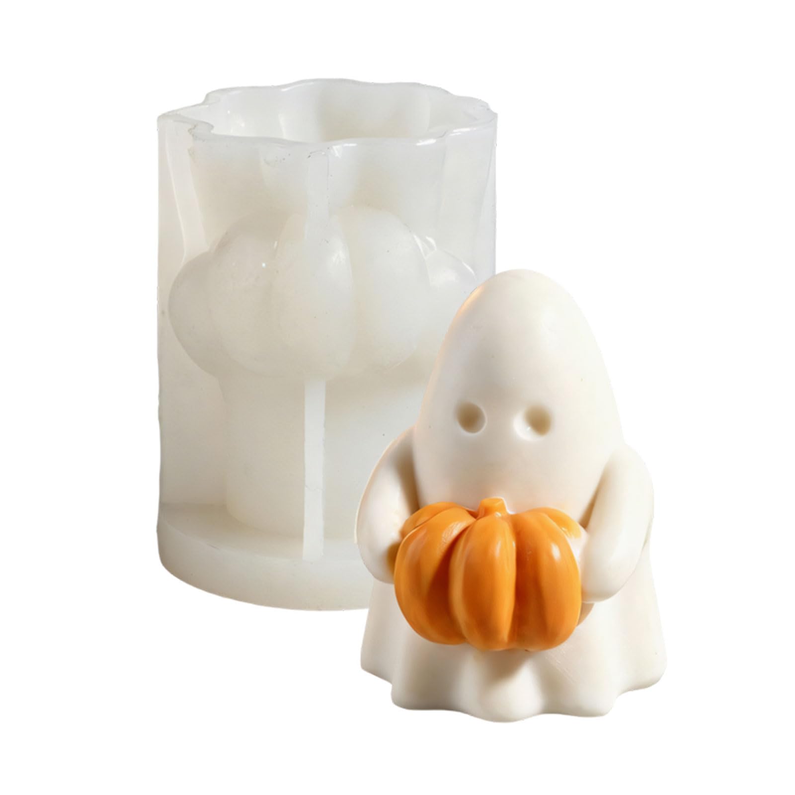 Greabuy Character and Pumpkin Silicone Mold for Halloween Making, Split Pour Form for Decor and Party Tables Halloween Silicone Mold Character Pumpkin Wax Pour Resin Plaster Fall Shelf Decor