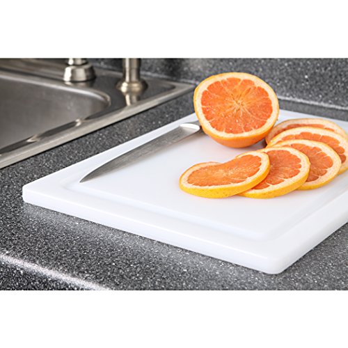 Dexas NSF Approved Cutting Board with Juice Well, 12x16 White