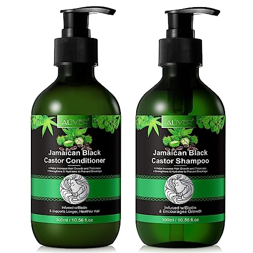 Jamaican Black Castor Oil Shampoo and Conditioner Sets for Hair Growth, Castor Oil Shampoo and Conditioner for Women and Men Hair Loss, Strengthen & Restore Damaged Hair