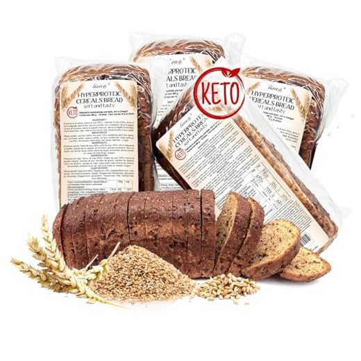 4 paquetes | Pan de cereales proteico Line@ | 30% de PROTEÍNA, bajo en carbohidratos, bajo en azúcar, bajo en calorías, rico en OMEGA 3