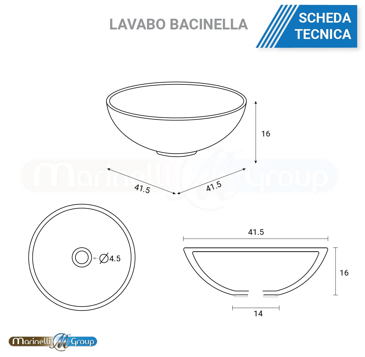 MarinelliGroup Mobile bagno 80 cm a terra con lavabo da appoggio bacinella ceramica 2 cassetti BIANCO LUCIDO + OLMO 305732BO