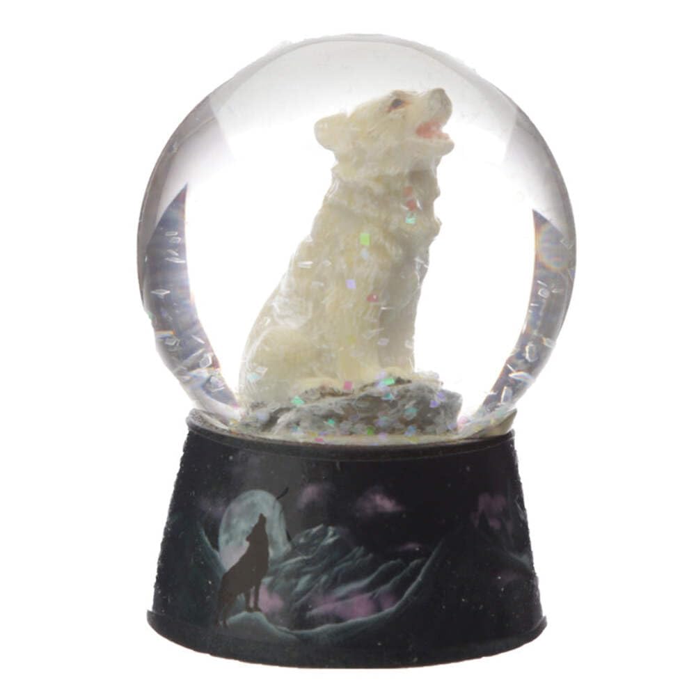 Puckator Grey Protector Of The North Dream Protector Wolf Snow Globe - Fantasy Design - Home Decoration - Plastic Snow Globes For Adults - With Real Glass - Snow Dome - Resin - Beautiful Snow Globes Uk