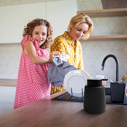 Image of Soap Liquid Dispenser Ceramic with Easy-to-Press Pump Hand Liquid Dispenser for Shampoo Bathroom Kitchen 12 oz 2pcs
