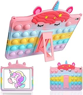 Vunake Pop Push It Bubble Fidget Toys Case for iPad Air 3/iPad Pro 10.5 Inch Case with Kickstand iPad Case for Kids Anti-anxiety Silicone Protective Case Cover for iPad 10.5 Inch 2019/2017-Unicorn