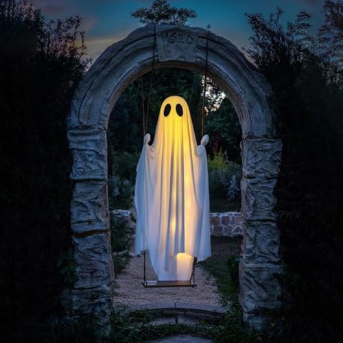 Fantôme suspendu éclairé avec télécommande pour décoration Halloween de jardin - 3