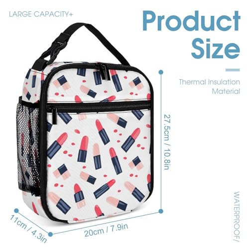 Lipstick Pattern Funny Backpack Sets Lightweight 3Pcs Daypack Set with Lunch Box And Pencil Case for Women Men4