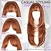 Eawwii Long Ginger Wig with Bangs for Women,4x4 Realistic Scalp, Free Parting,Layered Hairstyle Synthetic Heat Resistant for Daily Party Use 26 inch