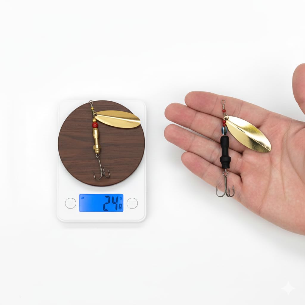 24g Heavy Weight Spinner Lure (Dushman-Combo) - CORAL INDIA Golden and Black, for Deep Water & Long Casting, Pike and Larger Bass Special 1