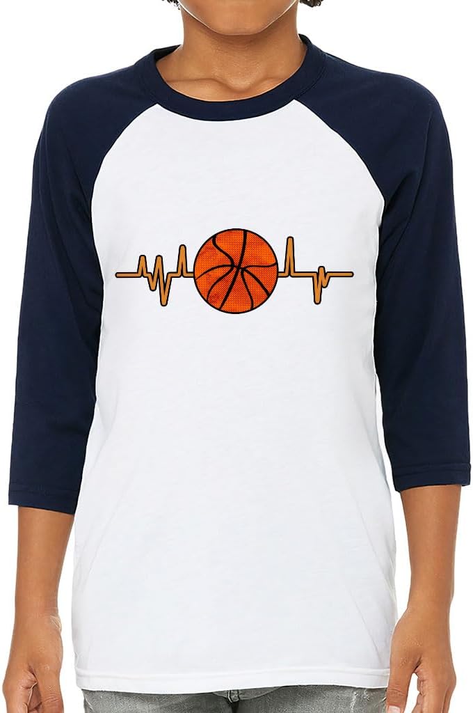 Basketball Heartbeat Kids' Baseball T-Shirt - Basketball Fan Clothing - Basketball Player Apparel