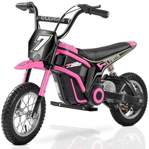 ELEMARA Moto Electrique pour Grands Enfants, 24V Véhicule Électrique, Max.22 KM/H et 150LB, 250W, W/Feux Arrière, Musique, Accélérateur à Poignée...