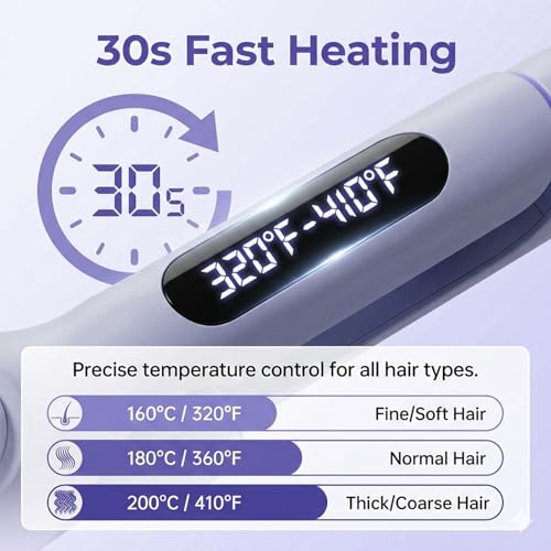 Image of 1&1.25 Inch Hair Crimper for Women to Adjustable Groove - Deep Waver Crimper Hair Tool - Waver Curling Iron - Anti-Scald Tech Hair Waver - Ionic Ceramic Coating for Long-Lasting,Fast Heating,Blue