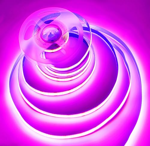 Image of COB Strip Lights,DC12V 16.4ft /5m Super Bright Dimmable 48000LM LED Light Strips, High Density Non-Waterproof 2400 LEDs Ribbon Light, More Evener Lighting Than SMD Strip Lights (Pink)