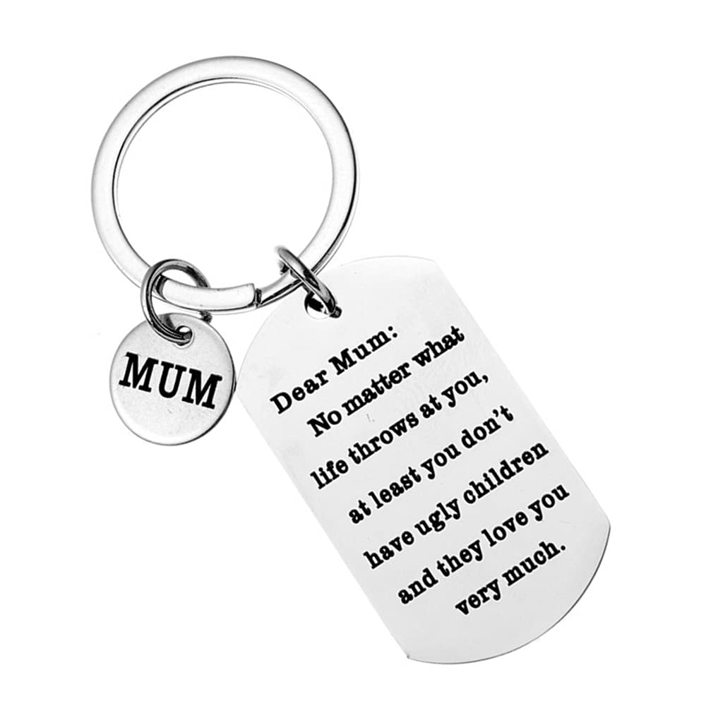 Mum Gifts Mum Keyring from Daughter Son Mother Mom Mama Mummy Gifts Christmas Birthday Thanksgiving Mother's Day Gifts, Silver
