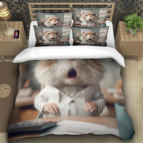 Housse de couette hamster 3D imprimé idée cadeau originale lit simple - 5