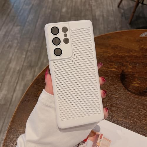 Coque de téléphone respirante Samsung S23 Ultra housse refroidissement thermique S22 S21 blanche