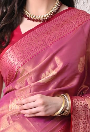 Image of Women's Cotton-Silk Woven Zari Work Saree with Unstitched Blouse Piece - Perfect for Party, Wedding, Casual, and Office Wear