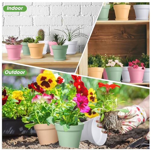 Pots de fleurs avec trou de drainage et soucoupe pour crèches - 7