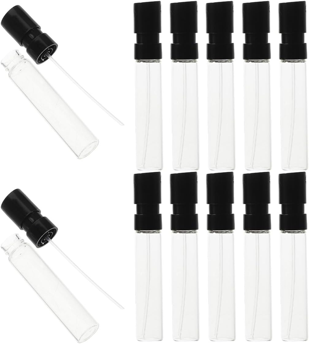 Abaodam 12pcs 2ml Glass Perfume Refill Bottles Mini Spray Atomizers Refillable Travel Cologne Dispensers Portable Sample Containers for Outdoor and Travel Use