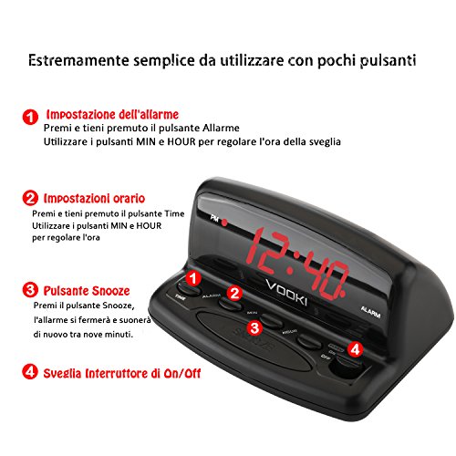 Sveglia Digitale,VOOKI LED Digitale Orologio con