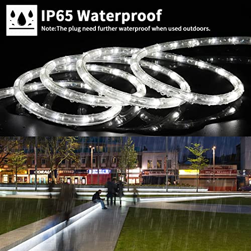 Tigqiang 40Ft Led Rope Lights, Dimmable Indoor Outdoor Rope Lights, Waterproof, 432 Daylight White Leds, Flexible Connectable Cuttable, 110V 6000K, For Bedroom Garden Patio Stairs Balcony Party #TOP3