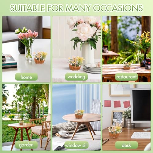 Image of UKCOCO 2 Pcs Mini Woven Basket with Handles Small Handheld Flower Basket for Wedding Favors Rustic Table Decor Candy and Mini Flower Storage 2.75 X 2.75 X 2.08 Inch