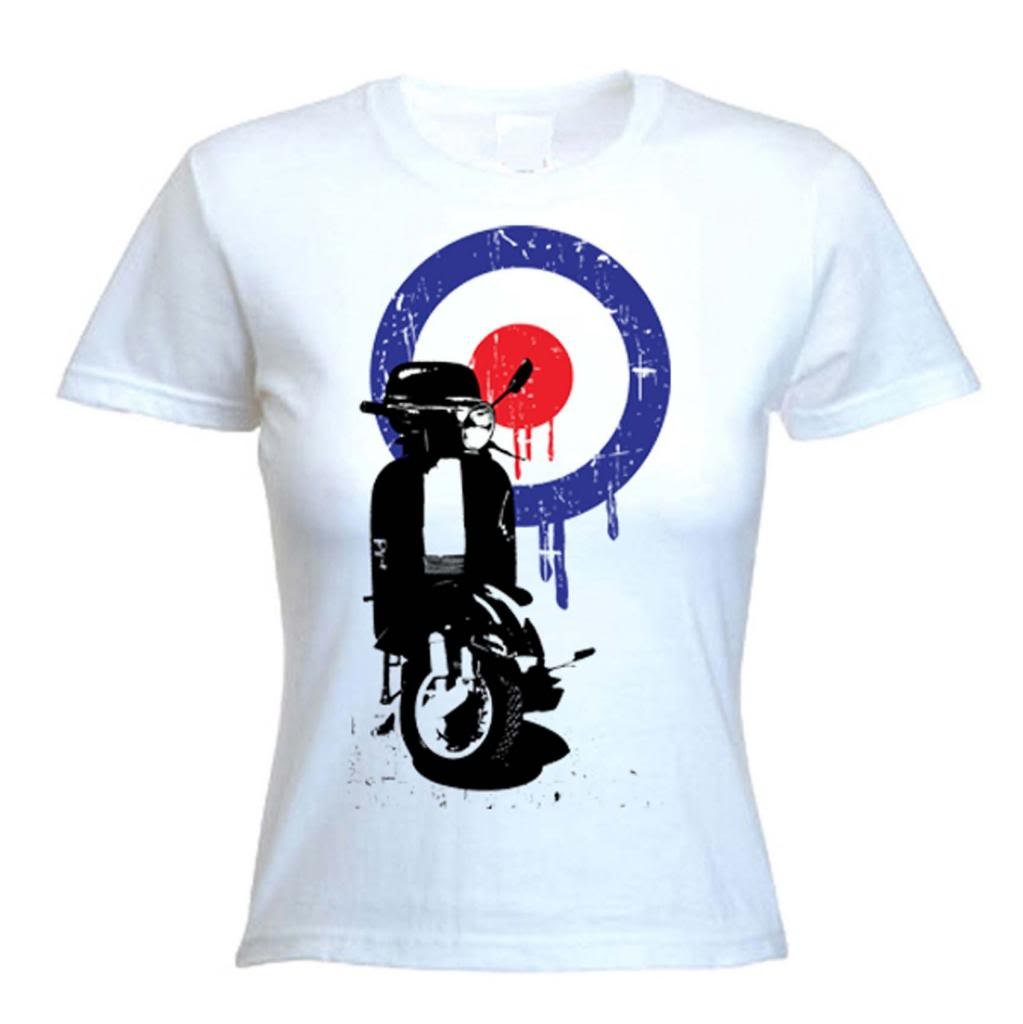 Tribal T-Shirts Women's White Mod Target Scooter T-Shirt (Xl, )