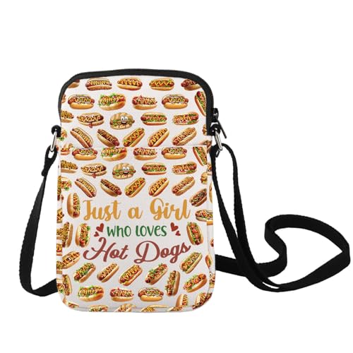 LEVLO Hot Dogs Crossbody Bag Food Lover Gift Just A Girl Who Loves Hot Dogs Shoulder Bag Hot Dogs Lover Merchandise