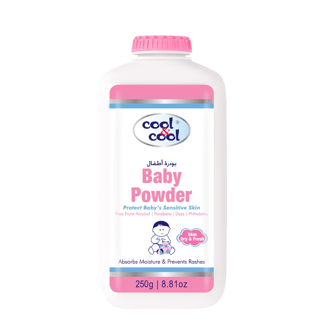 Cool & Cool Baby Powder - 250g - Protects Sensitive Skin, Alcohol-Free, Paraben-Free, Dye-Free, Phthalates-Free, Absorbs Moisture, Prevents Rashes,Keeps Skin Dry and Fresh (Item Packing May Vary)Cool & Cool Baby Powder - 250g - Protects Sensitive…