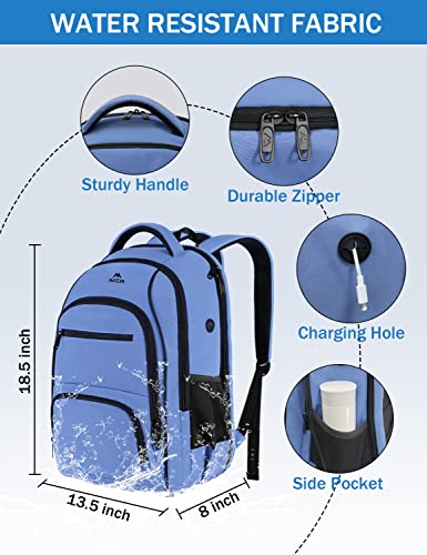 Matein Backpacks For Travel, 17 Inch Laptop Backpack With Waterproof Wet & Dry Pocket, Large Water Resistant College Lightweight Daypack Durable Anti Theft Computer Bag Gift For Women Men, Blue #TOP3