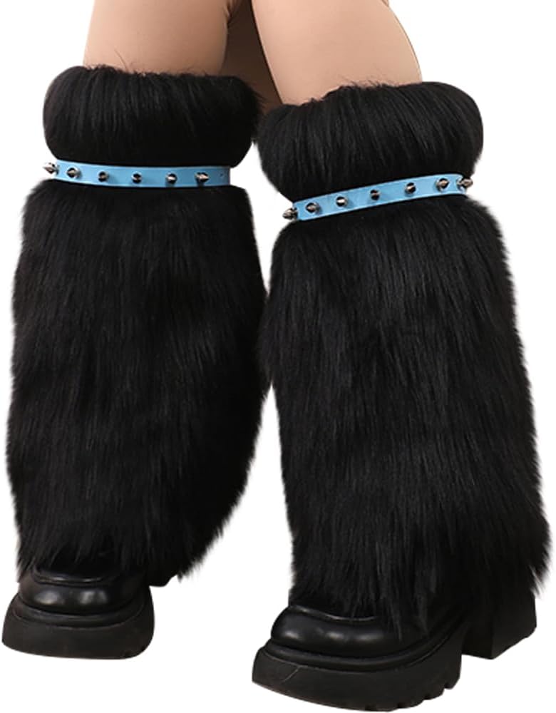 Women's Faux Fur Fuzzy Leg Warmers Furry Boot Covers for Women, Warm Fuzzy Boot Cuff Boot Sleeves Leg Warmers for Party Costume