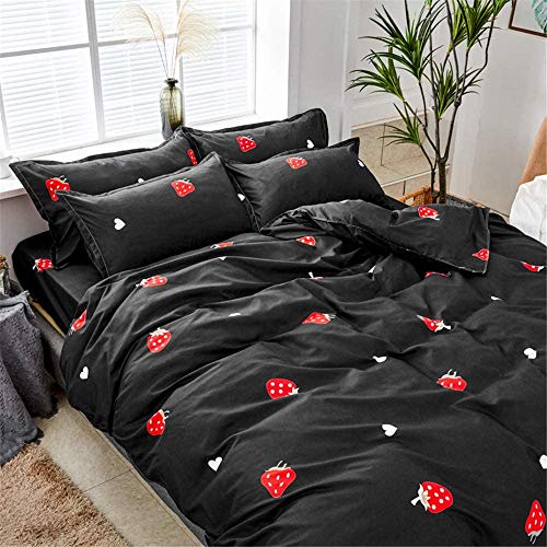 Erosebridal 7 Pcs Kawaii Strawberry Duvet Cover & Cute Bed Sheets （Queen Size） #TOP6