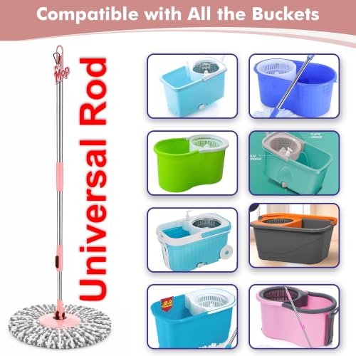 Image of Mr.Mop 360 Spin Universal Stick Rod with 1 Microfiber Grey Refill | Magical Extendable Handle Pocha for Floor Cleaning - Peach Rod Set + 1 Refill