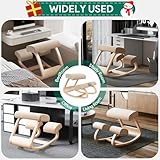 WUDLEP Ergonomic Kneeling Chair, 250LB Load Capacity Posture Stool for Home Office Meditation, Wooden Kneeling Rocking Chairs for Back and Neck Pain Relief and Improvement(Beige) - Image 8