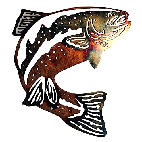 Yongjiesag Metal Wall Art Fishing Wall Decor,Hanging Scene Metal Wall Art For Indoor,Outdoor Animal Artwork Rustic,Home Office Cabin Farmhouse Decorations, One Size #TOP1