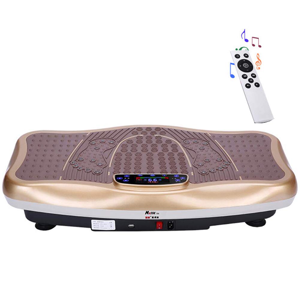 Piastra Vibrante Fitness con Telecomando, 120 velocità Regolare Macchina Dimagrante a Basso Rumore per Massaggiatore Vibrante Completo,Gold