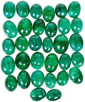 gemsindia Anillo de corte ovalado de 32 piezas, esmeralda natural, color verde colombiano, 380 unidades, Gema, esmeralda