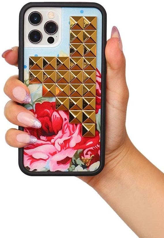 Miniatura 2 de Wildflower Estuches - Azul floral con funda pirámide dorada, compatible con iPhone 11  Flores, rosa, regalo, lindo, moderno - Protector negro